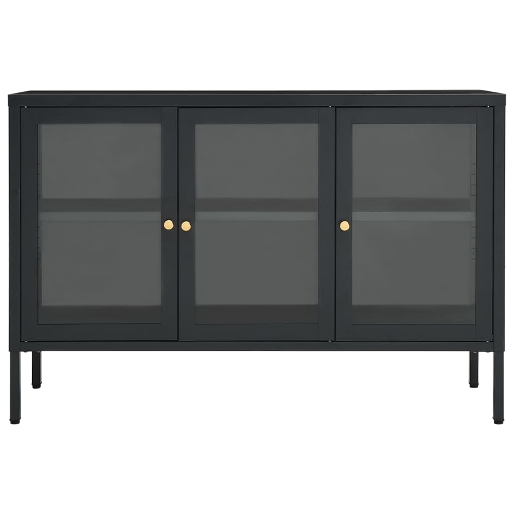 Buffet Anthracite 105x35x70 cm Acier et verre