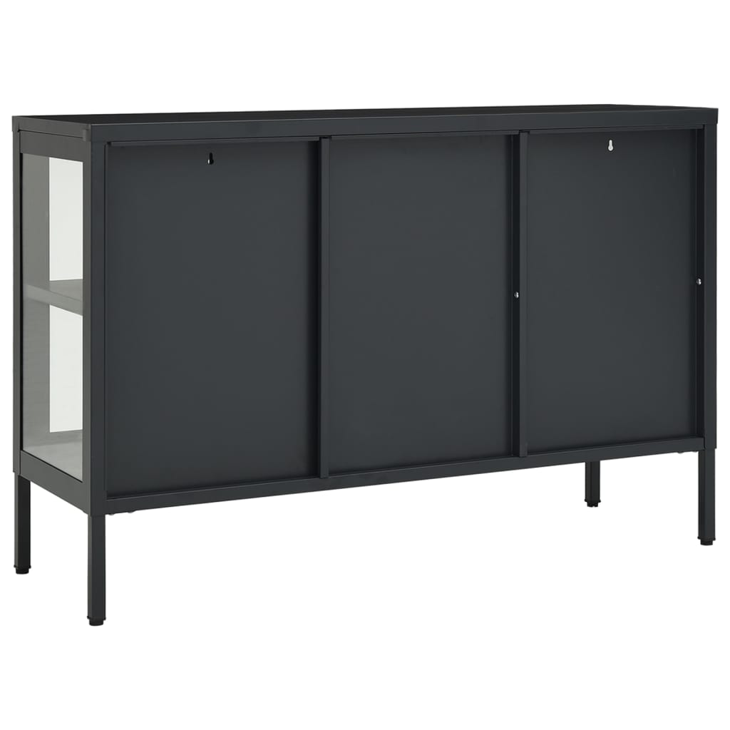 Buffet Anthracite 105x35x70 cm Acier et verre