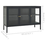 Buffet Anthracite 105x35x70 cm Acier et verre