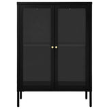 Buffet Noir 75x35x105 cm Acier et verre