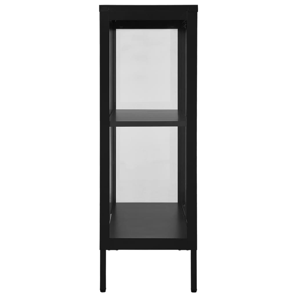 Buffet Noir 75x35x105 cm Acier et verre