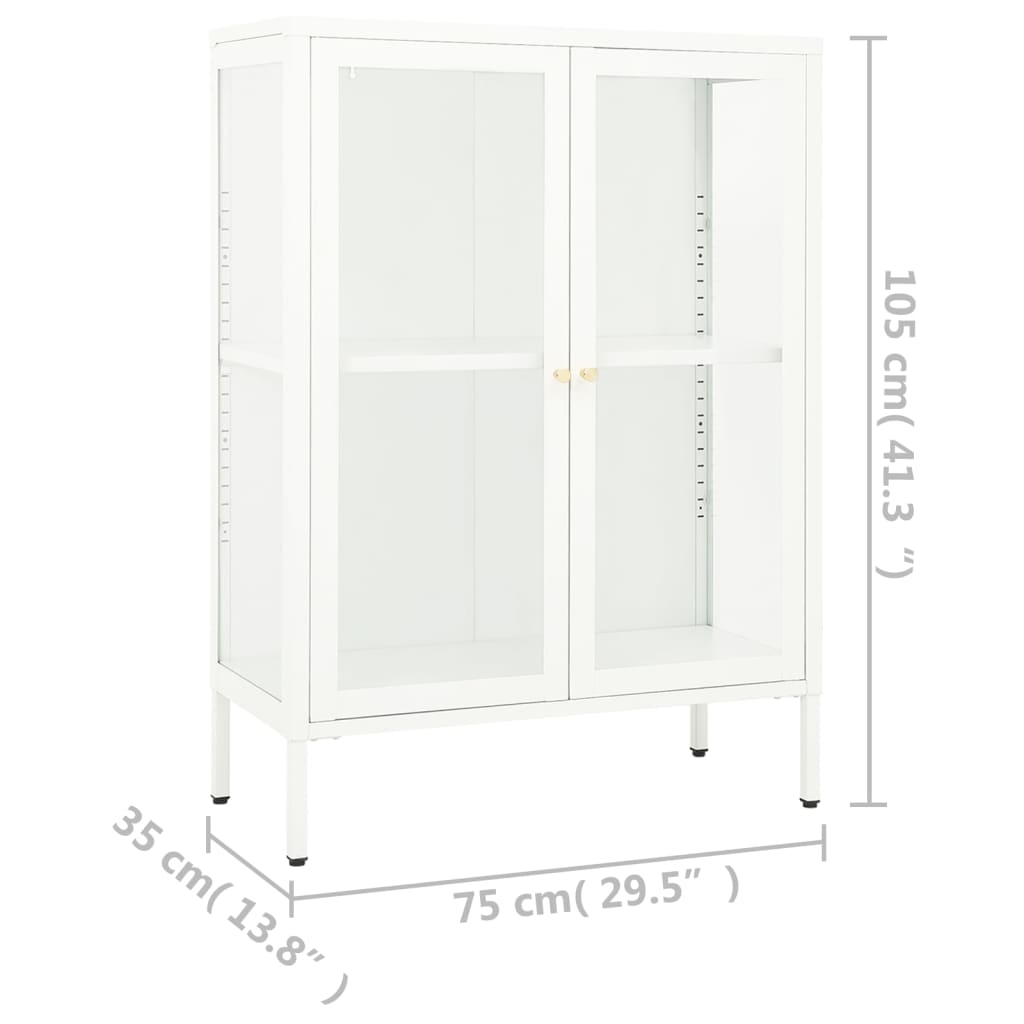 Buffet Blanc 75x35x105 cm Acier et verre