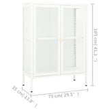 Buffet Blanc 75x35x105 cm Acier et verre