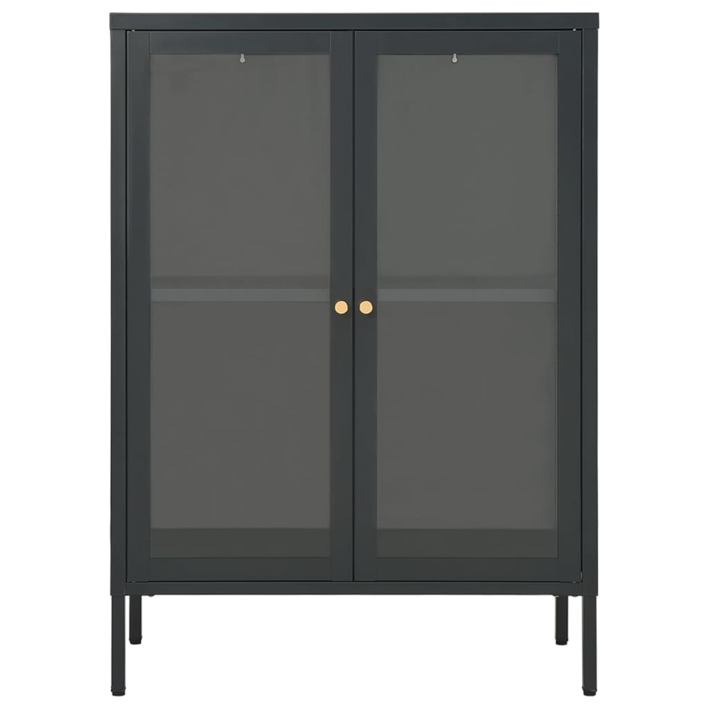 Buffet Anthracite 75x35x105 cm Acier et verre