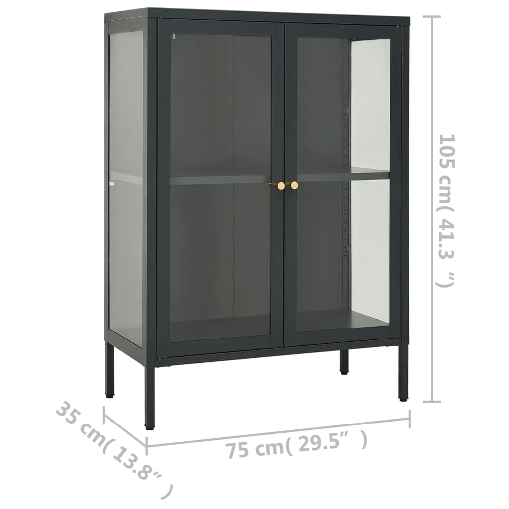 Buffet Anthracite 75x35x105 cm Acier et verre