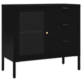 Schwarzes Sideboard 75x35x70 cm Stahl und gehärtetes Glas