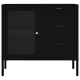 Schwarzes Sideboard 75x35x70 cm Stahl und gehärtetes Glas