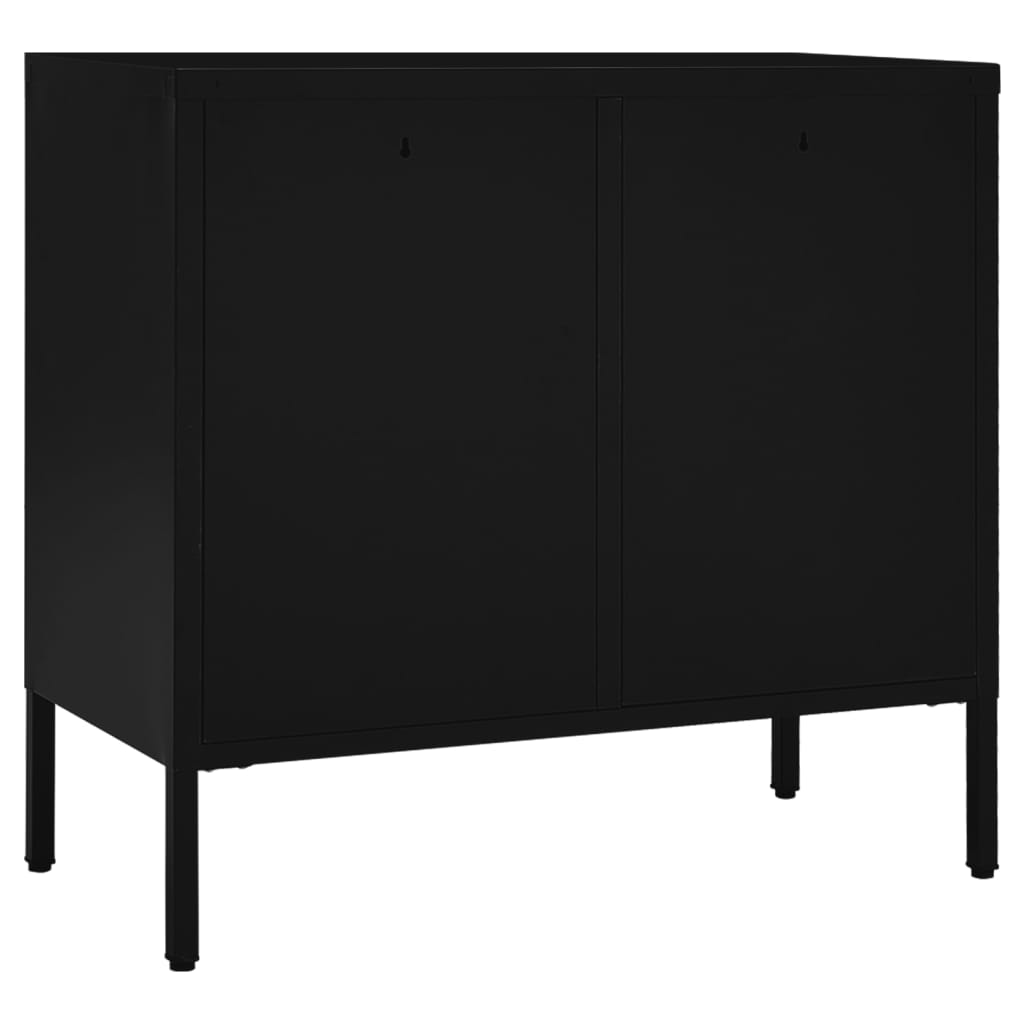 Schwarzes Sideboard 75x35x70 cm Stahl und gehärtetes Glas