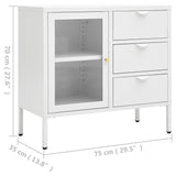 Buffet Blanc 75x35x70 cm Acier et verre trempé