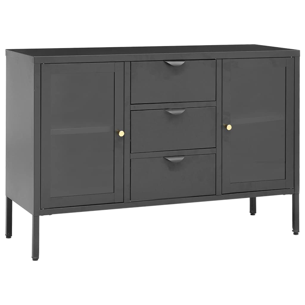 Anthracite sideboard 105x35x70 cm Steel and tempered glass