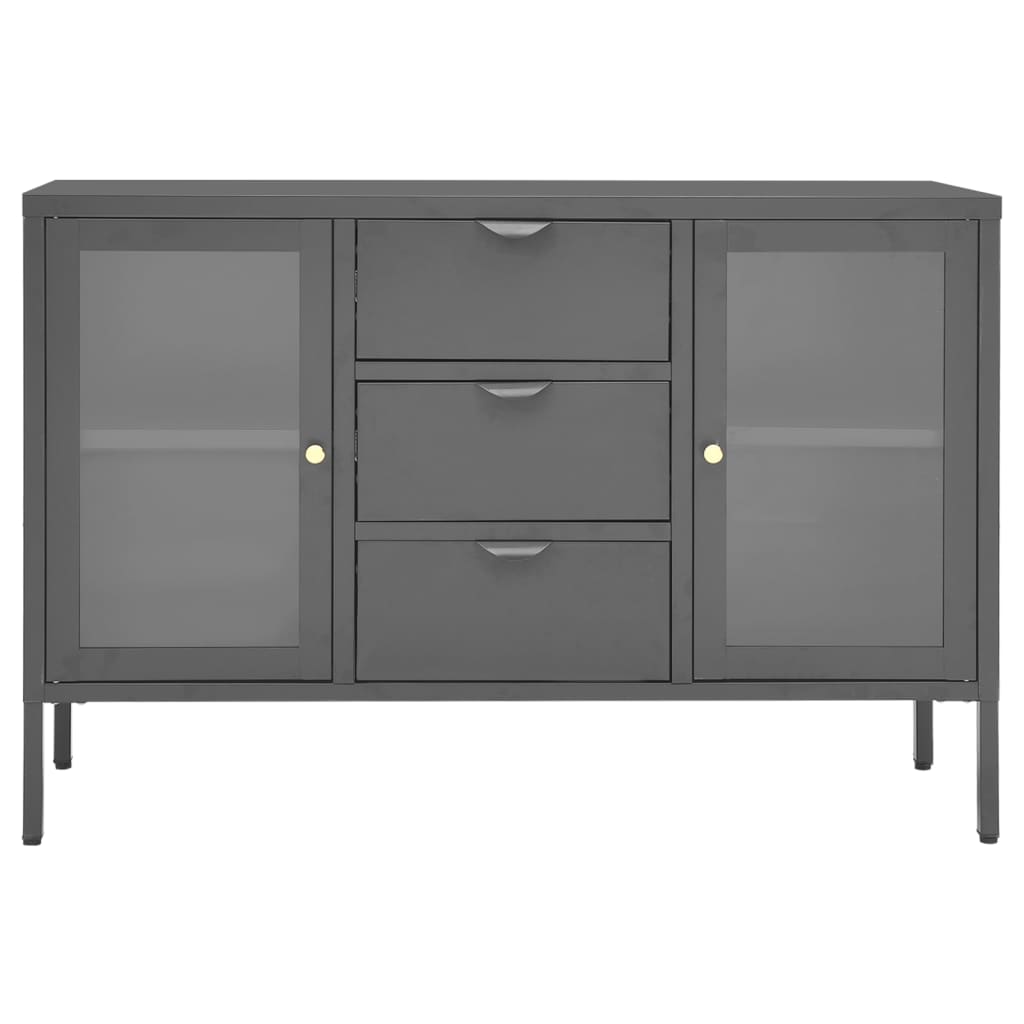 Buffet Anthracite 105x35x70 cm Acier et verre trempé