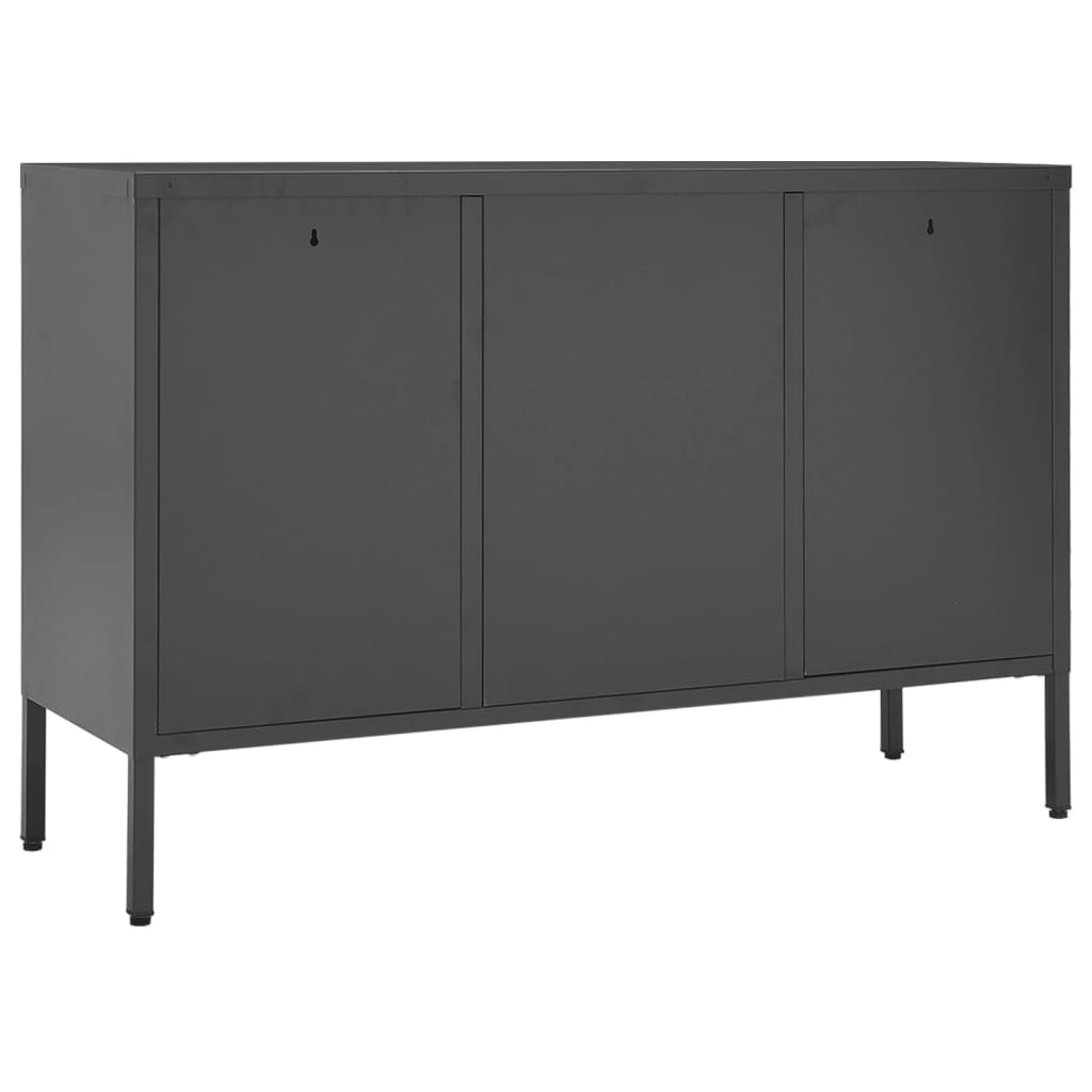 Buffet Anthracite 105x35x70 cm Acier et verre trempé