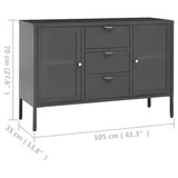 Buffet Anthracite 105x35x70 cm Acier et verre trempé