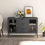 Anthracite sideboard 105x35x70 cm Steel and tempered glass