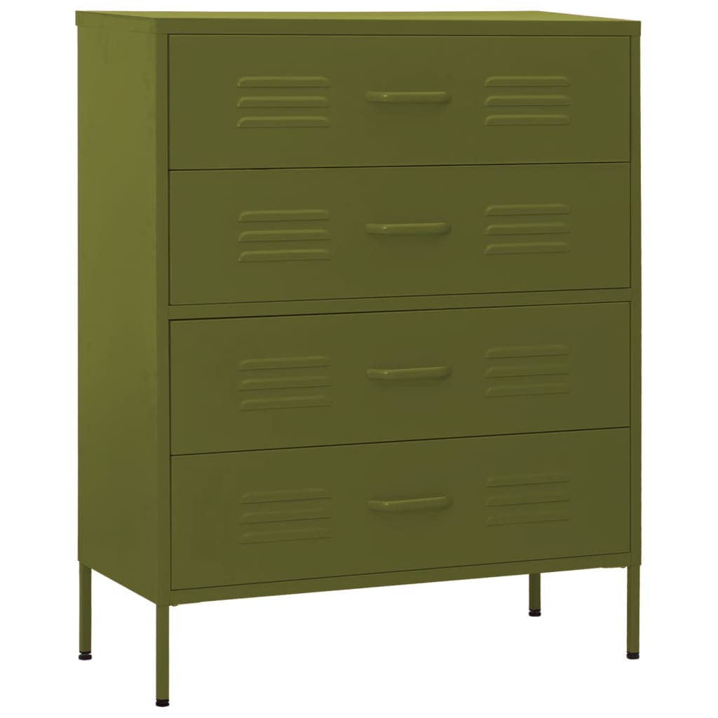 Commode Vert olive 80x35x101,5 cm Acier