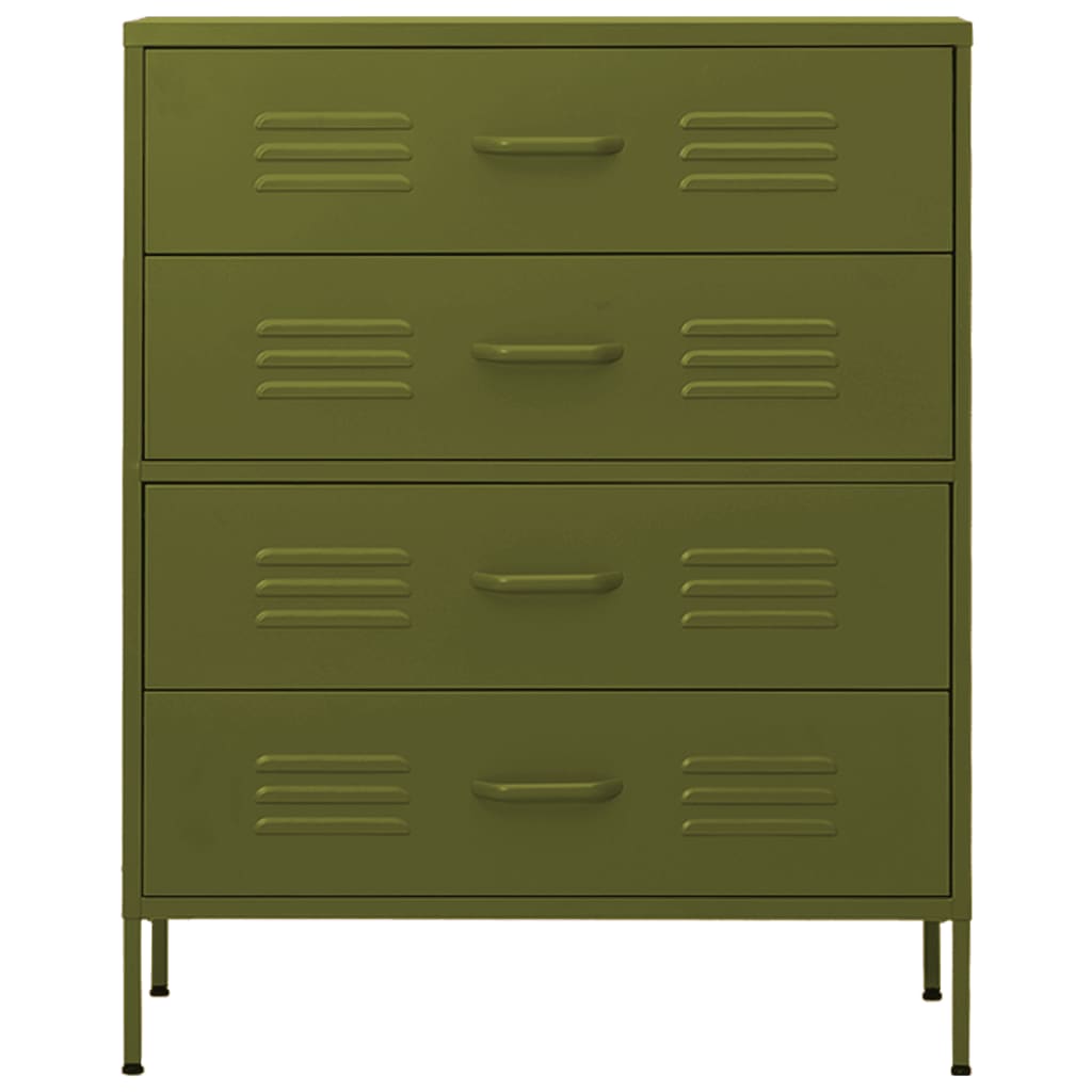 Commode Vert olive 80x35x101,5 cm Acier