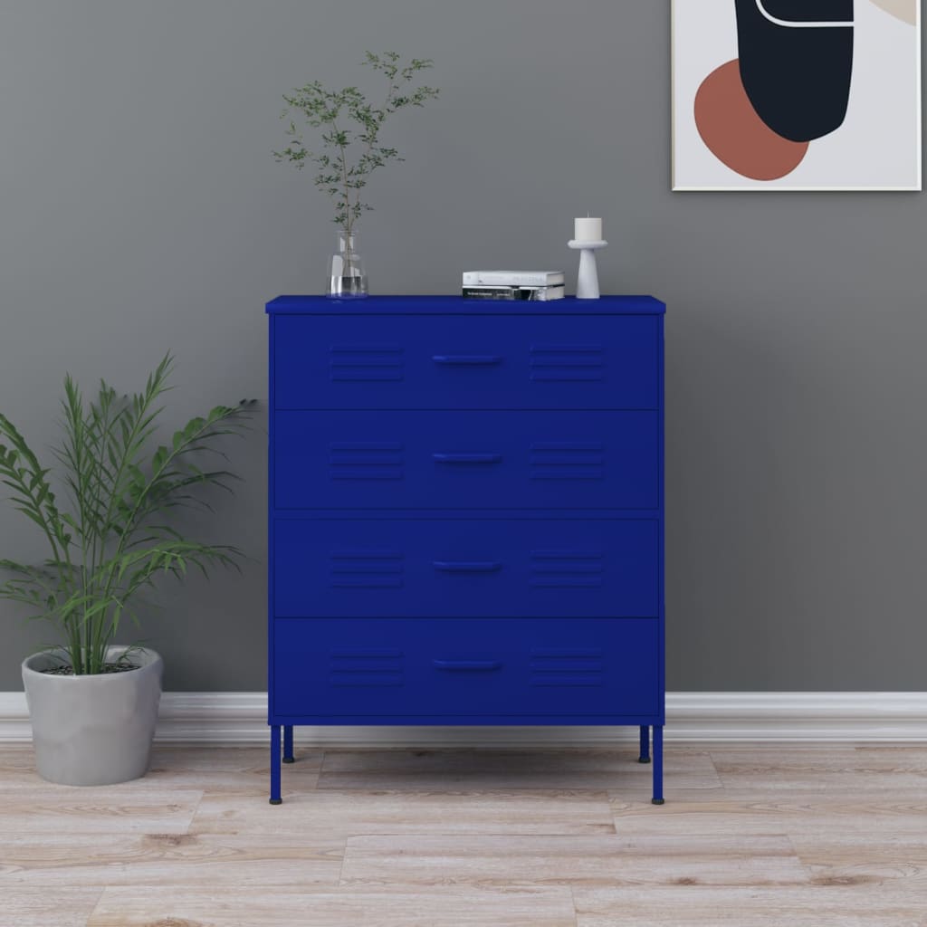 Commode Bleu marine 80x35x101,5 cm Acier