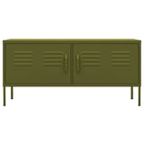 Meuble TV Vert olive 105x35x50 cm Acier