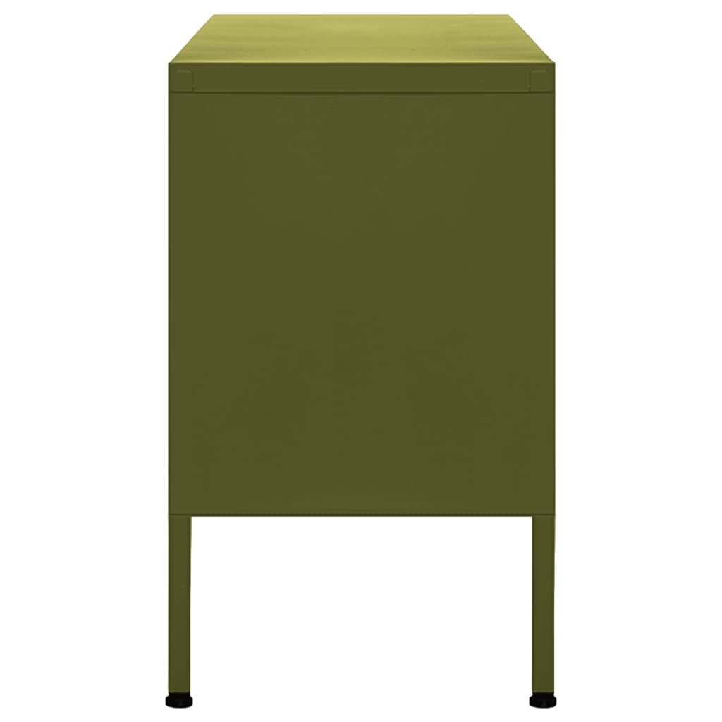 Meuble TV Vert olive 105x35x50 cm Acier