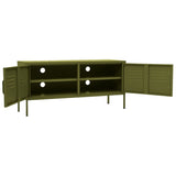 Meuble TV Vert olive 105x35x50 cm Acier