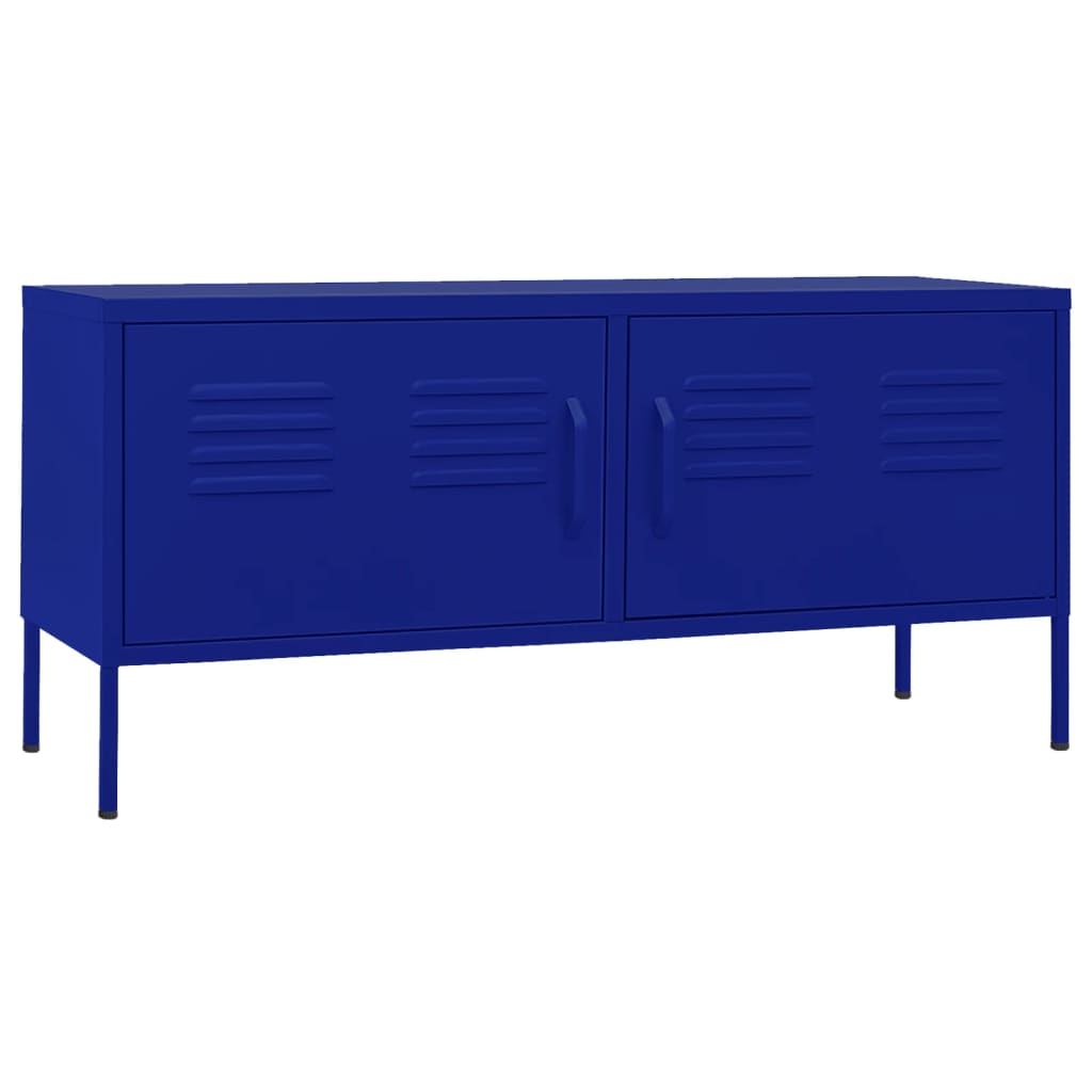 Meuble TV Bleu marine 105x35x50 cm Acier