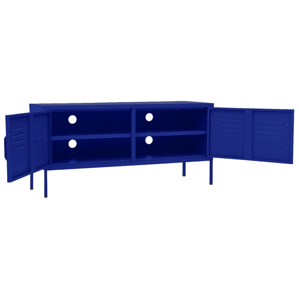 Meuble TV Bleu marine 105x35x50 cm Acier