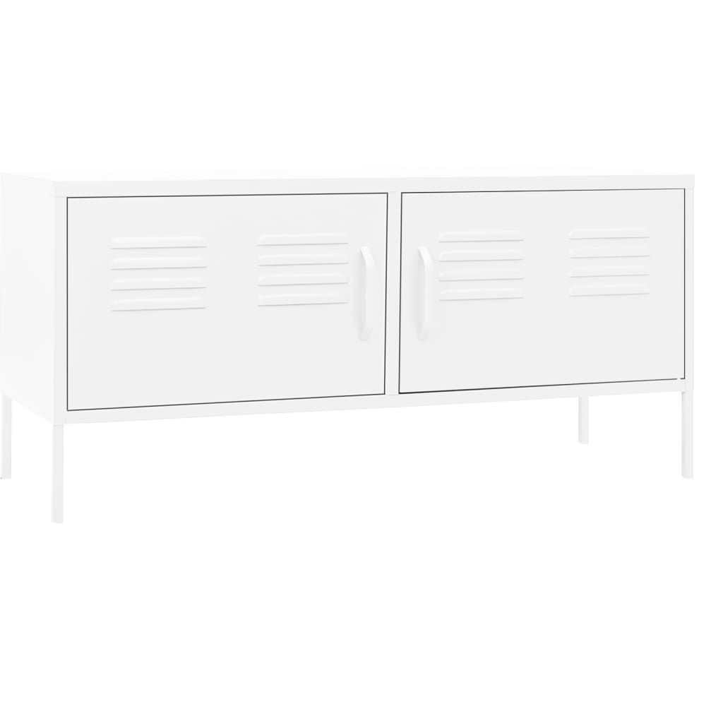 Meuble TV Blanc 105x35x50 cm Acier