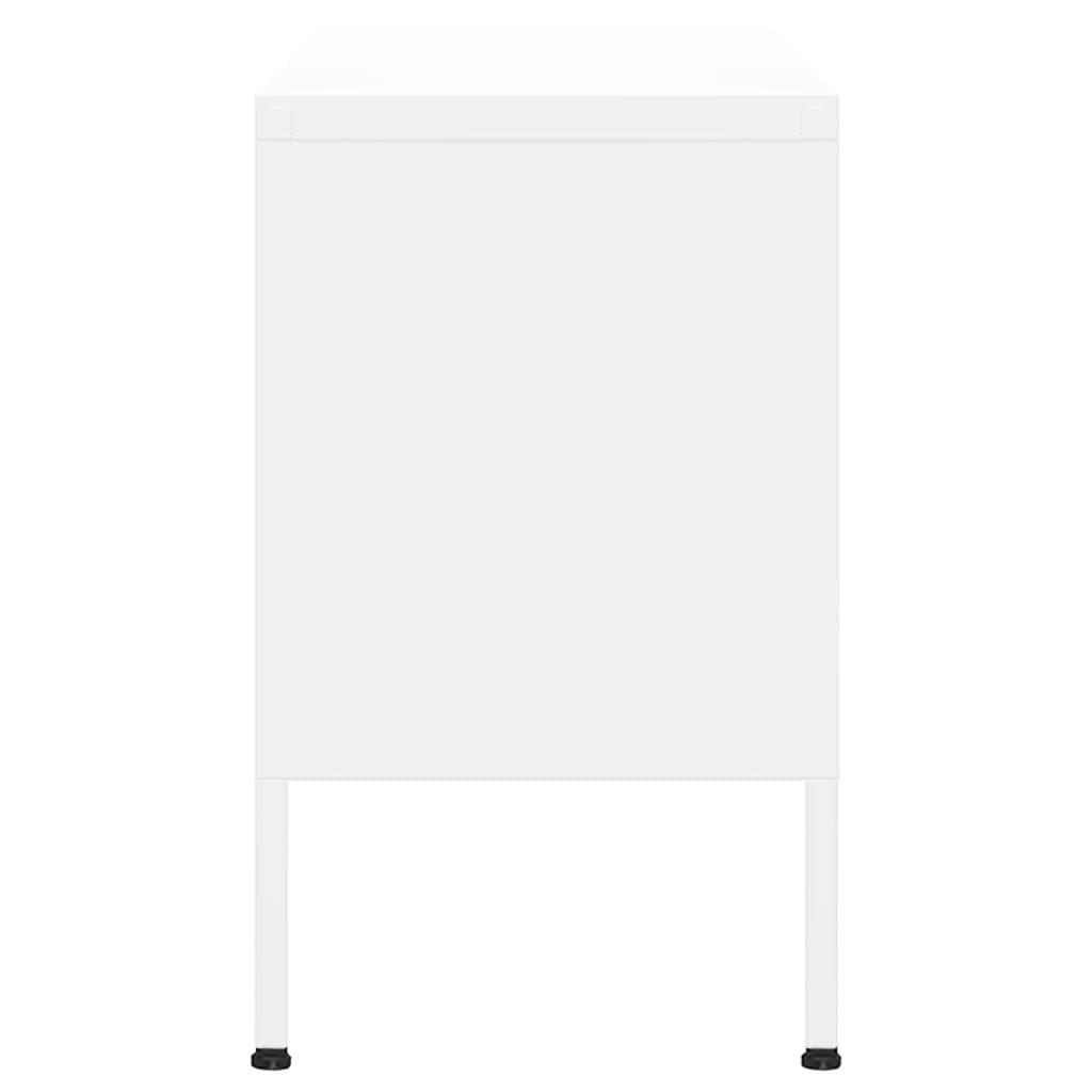 Meuble TV Blanc 105x35x50 cm Acier