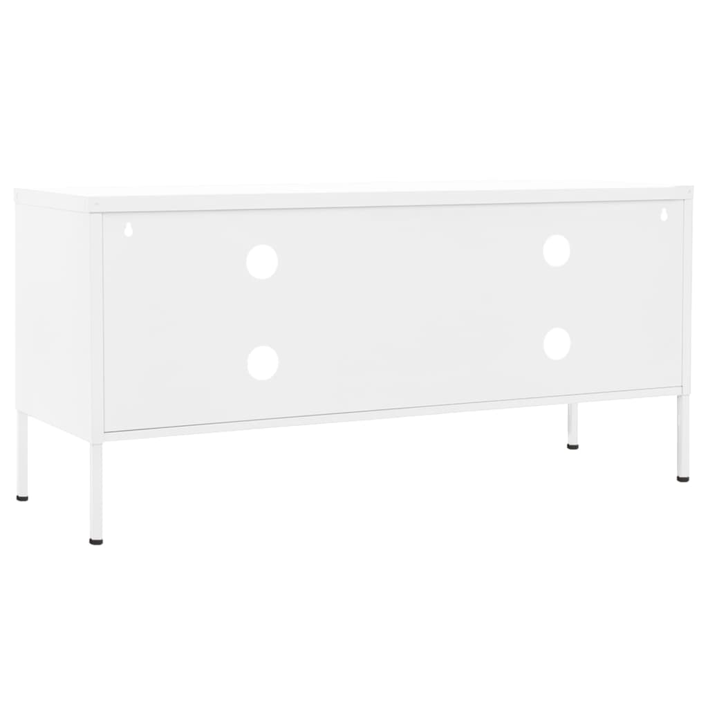 Meuble TV Blanc 105x35x50 cm Acier