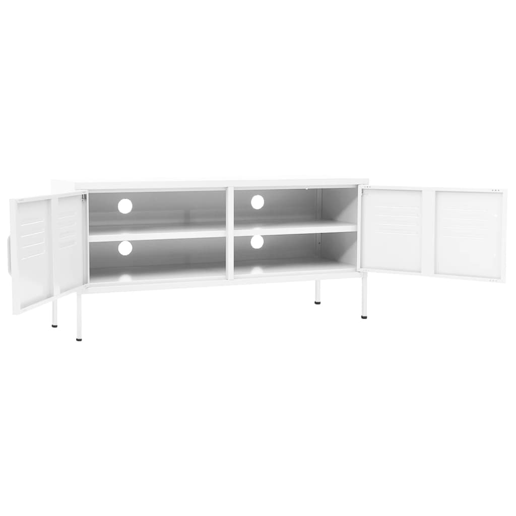 Meuble TV Blanc 105x35x50 cm Acier