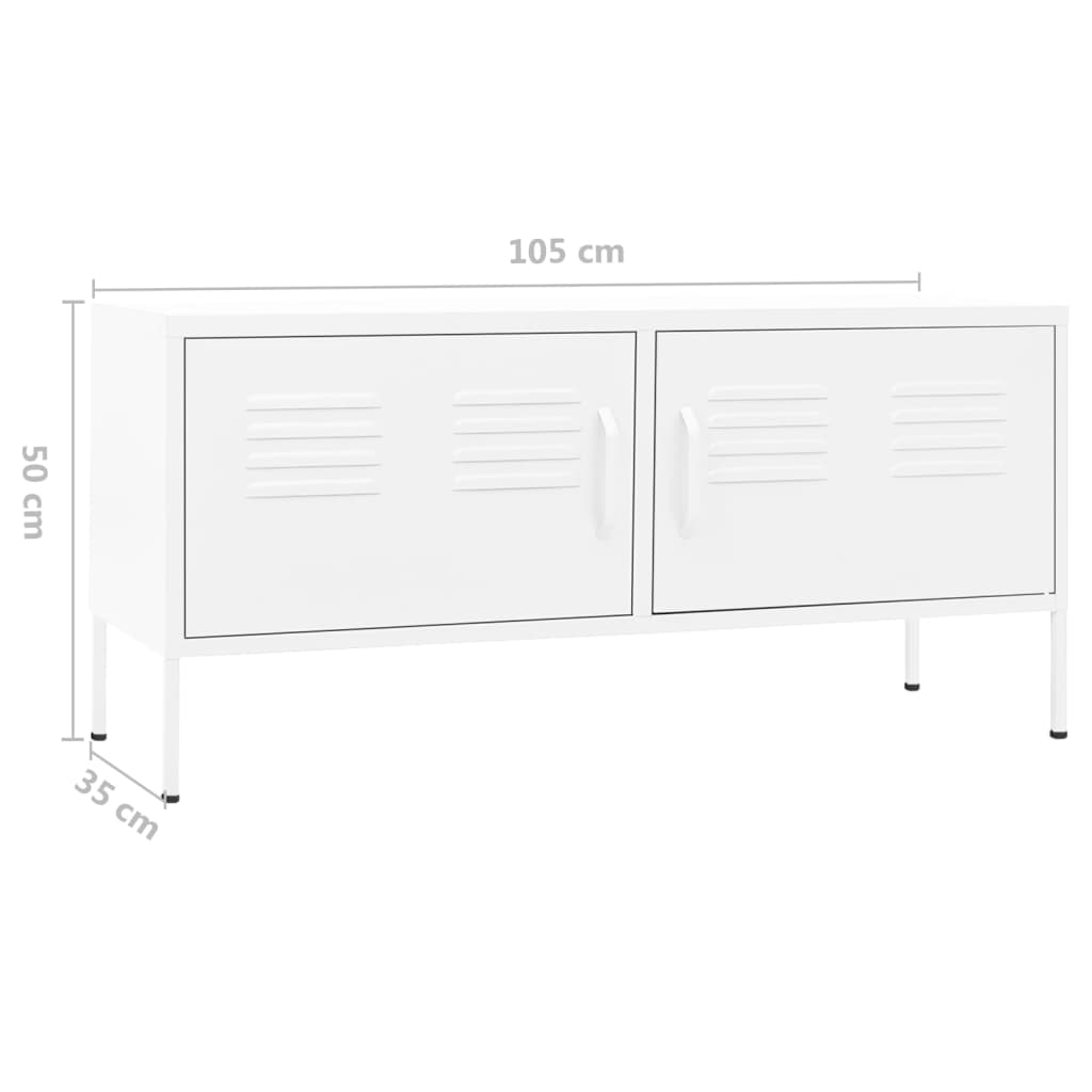 Meuble TV Blanc 105x35x50 cm Acier