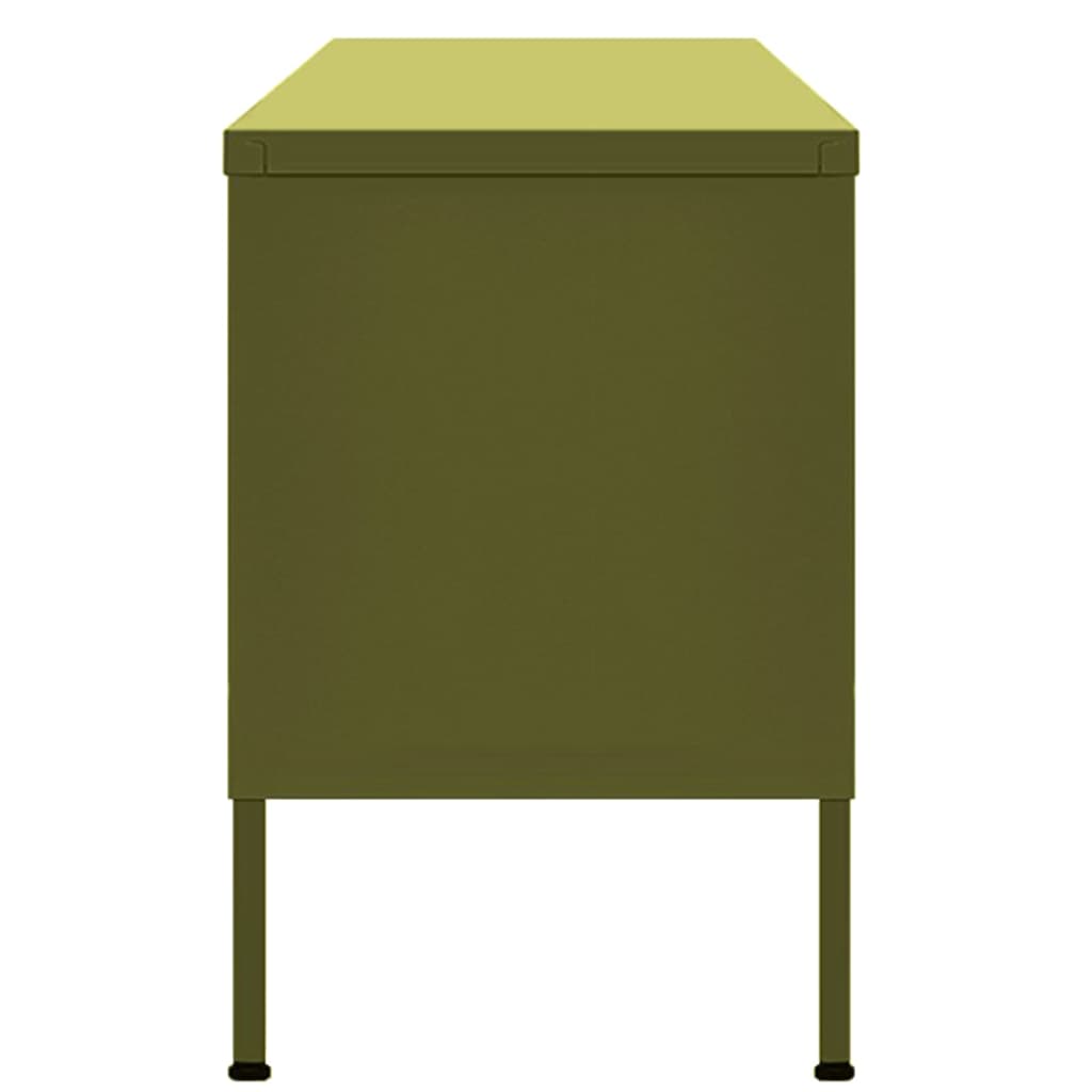 Meuble TV Vert olive 105x35x50 cm Acier