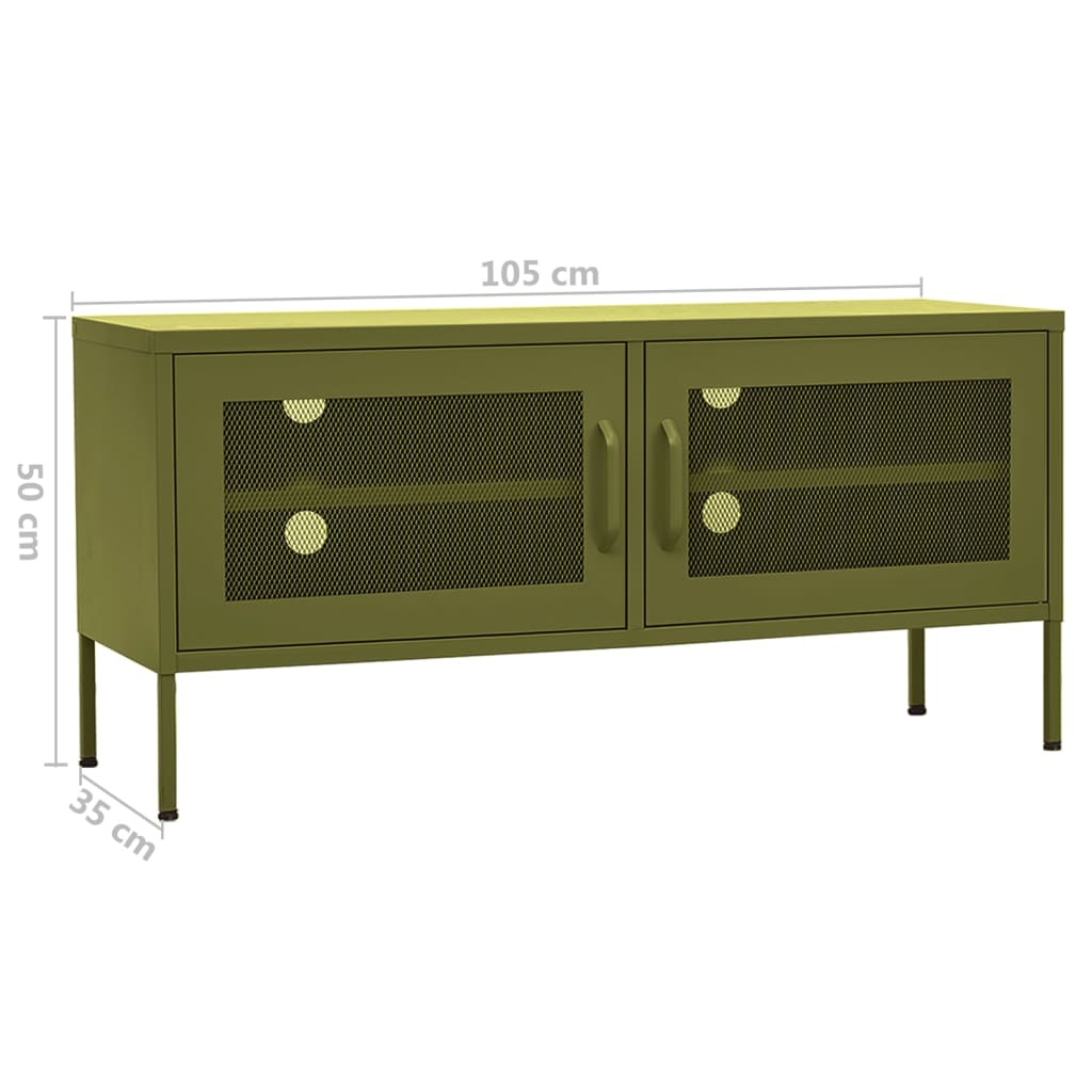 Olive green TV cabinet 105x35x50 cm Steel