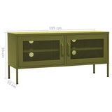 Meuble TV Vert olive 105x35x50 cm Acier