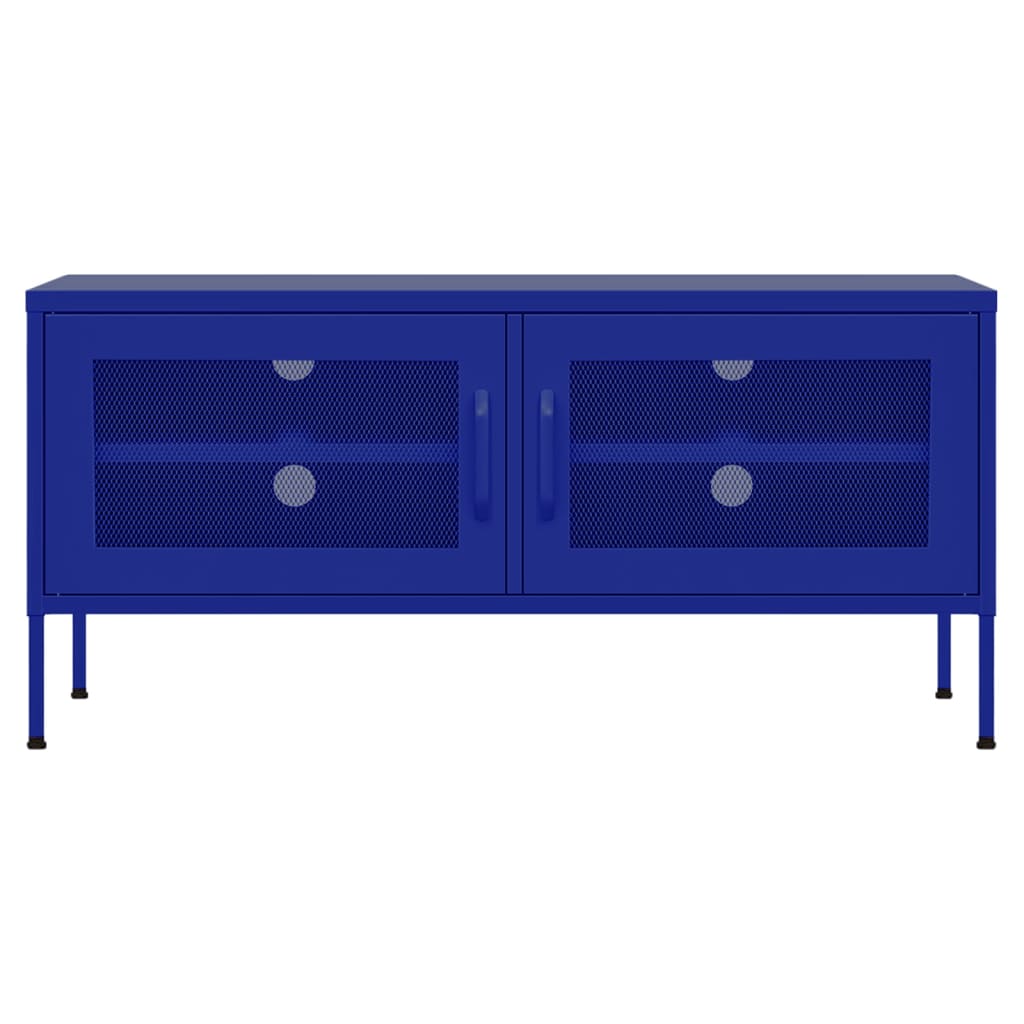 Meuble TV Bleu marine 105x35x50 cm Acier