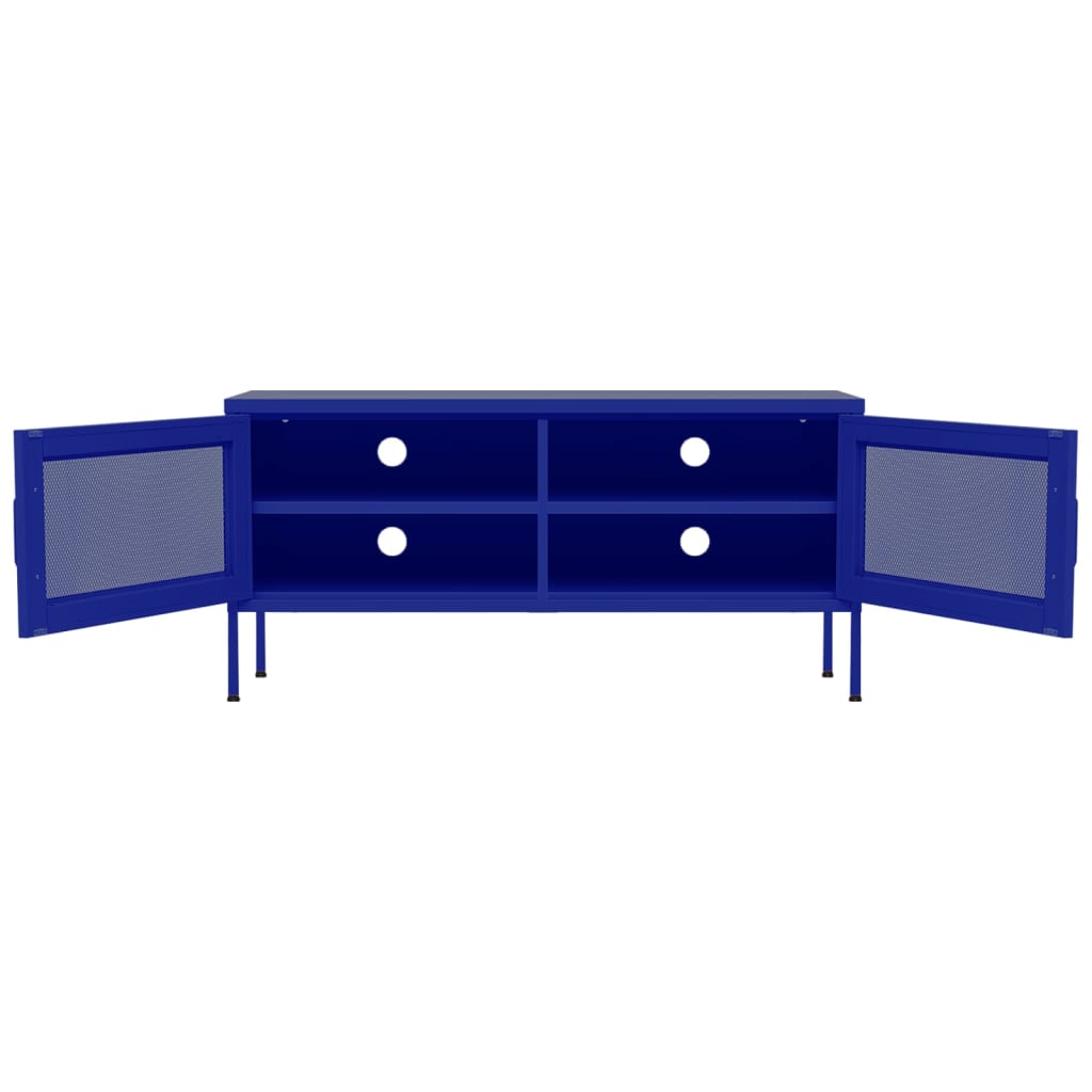 Meuble TV Bleu marine 105x35x50 cm Acier