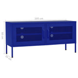 Meuble TV Bleu marine 105x35x50 cm Acier