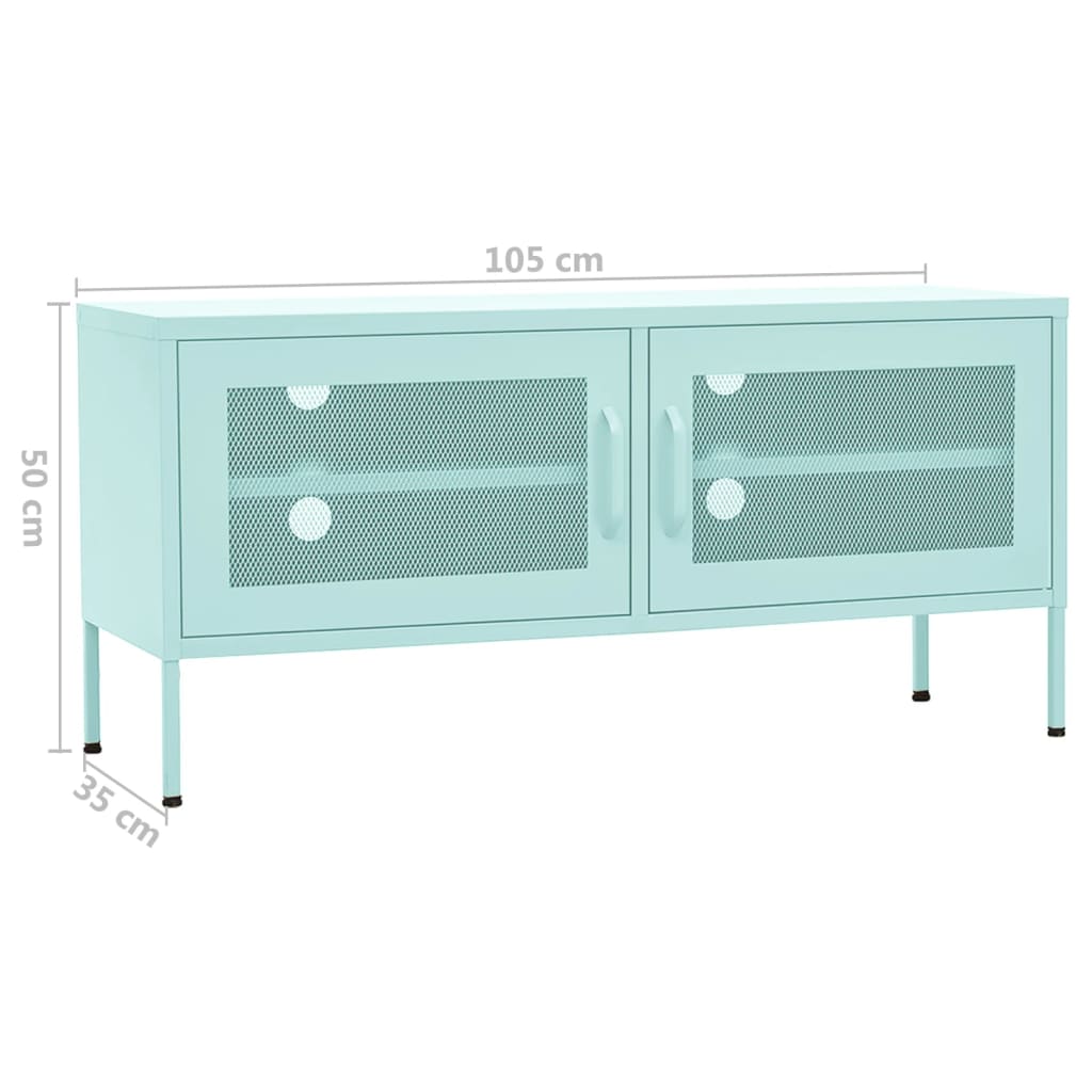 Meuble TV Vert menthe 105x35x50 cm Acier