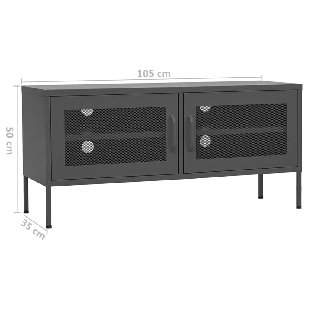 Meuble TV Anthracite 105x35x50 cm Acier