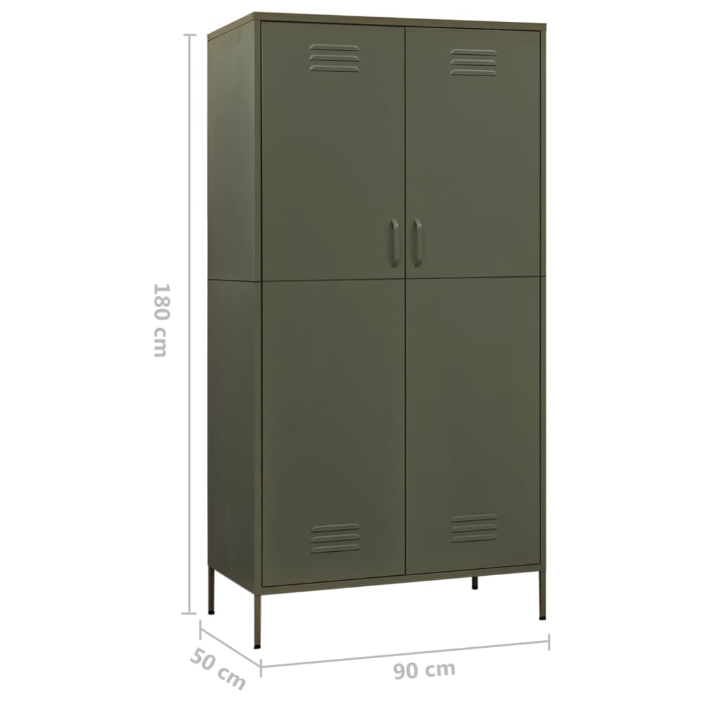 Garde-robe Vert olive 90x50x180 cm Acier