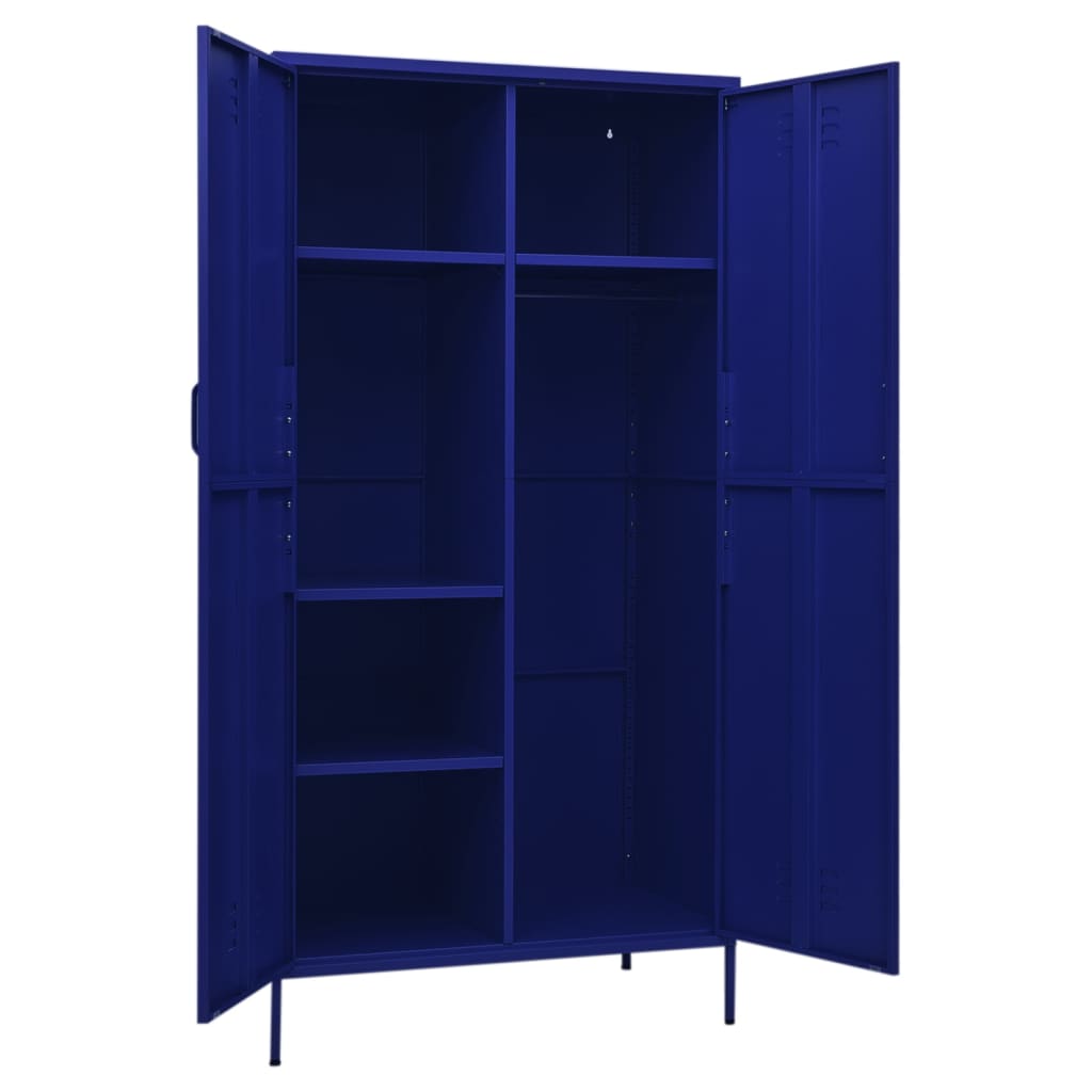 Garde-robe Bleu marine 90x50x180 cm Acier