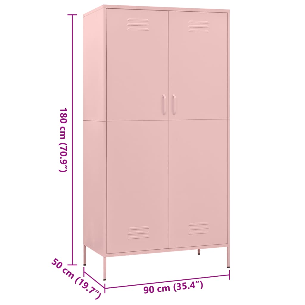 Garde-robe Rose 90x50x180 cm Acier