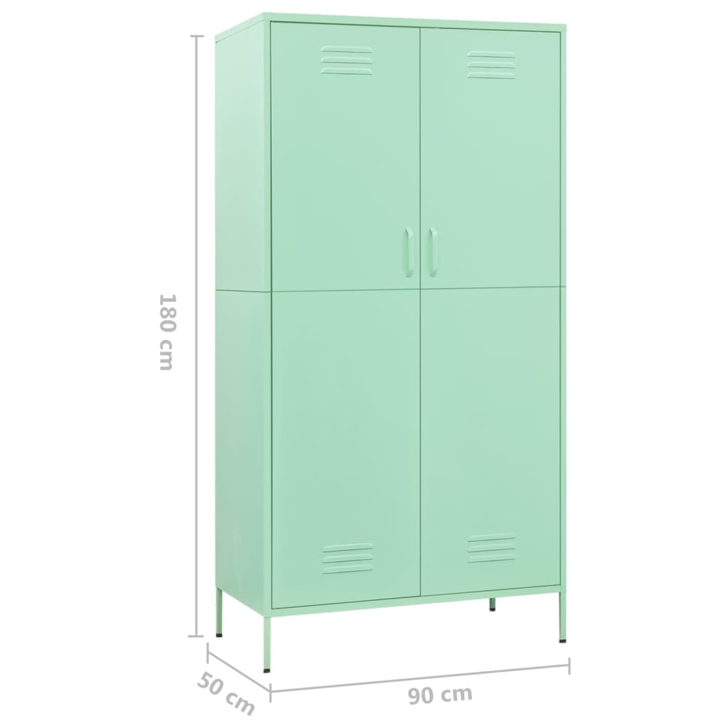 Kleiderschrank Mintgrün 90x50x180 cm Stahl