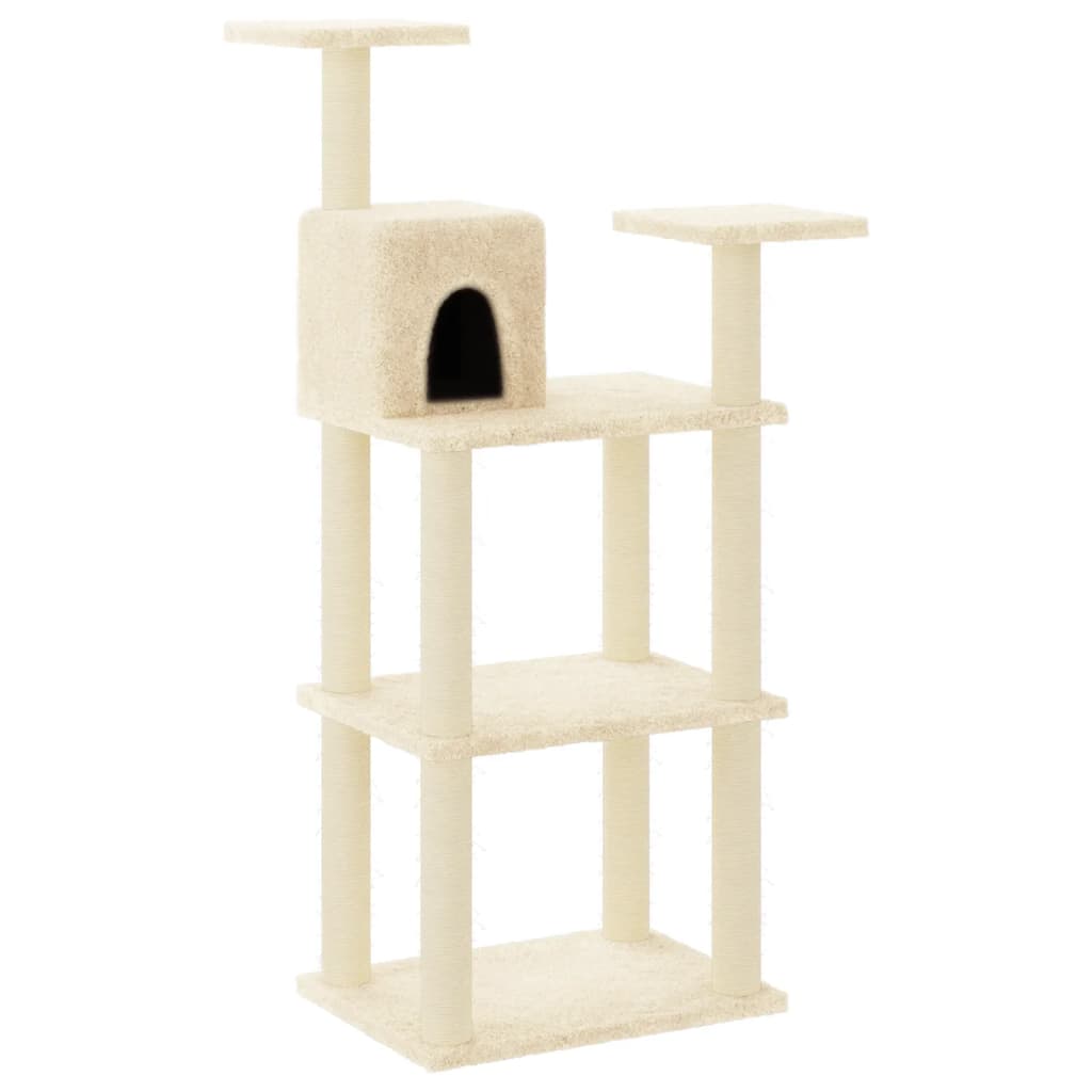 Arbre à chat avec griffoirs en sisal crème 118,5 cm