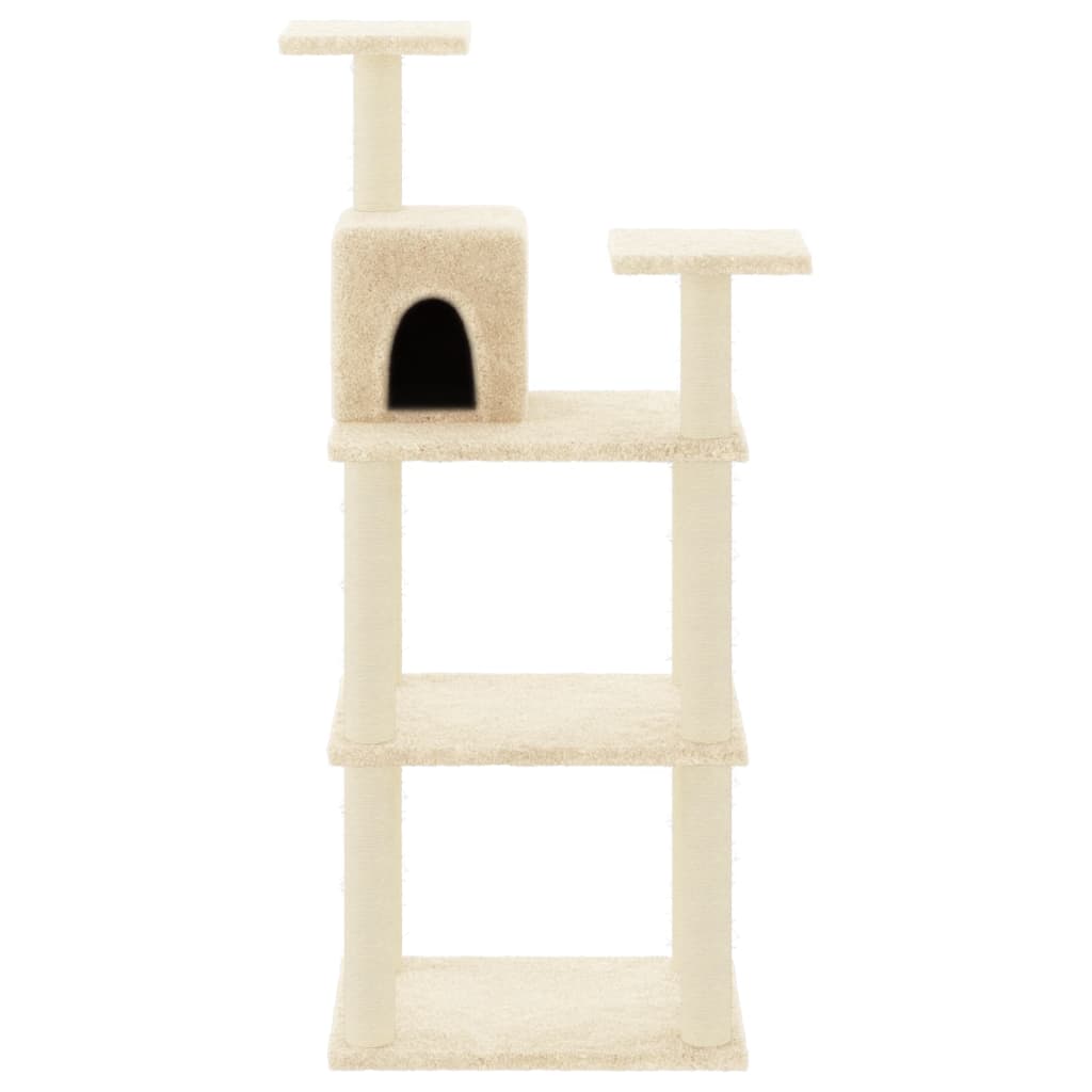 Arbre à chat avec griffoirs en sisal crème 118,5 cm