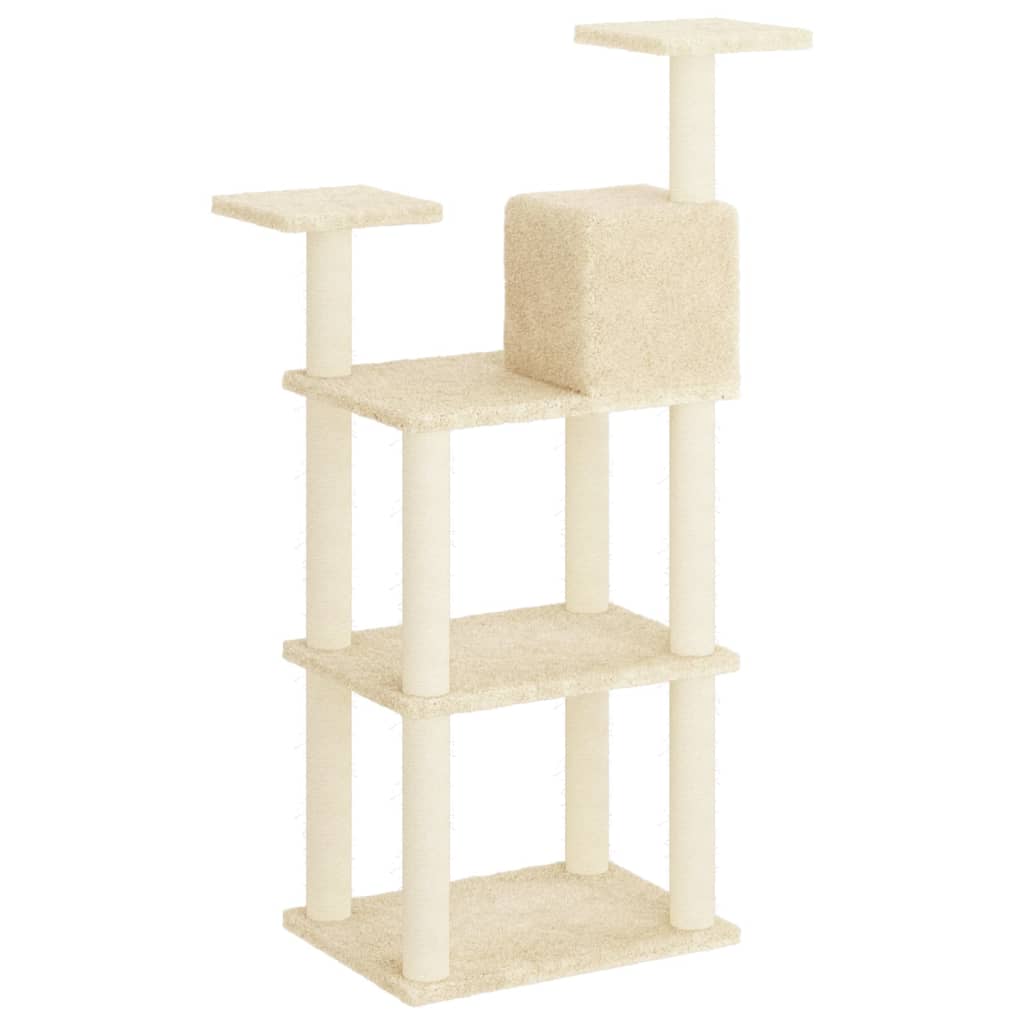 Arbre à chat avec griffoirs en sisal crème 118,5 cm