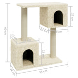 Cat tree with sisal scratching posts Cream 60 cm