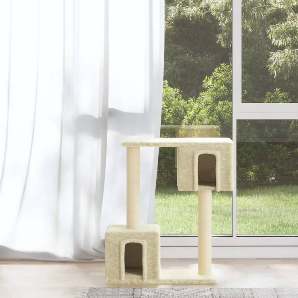 Cat tree with sisal scratching posts Cream 60 cm