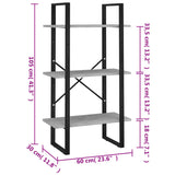 Étagère de rangement gris béton 60x30x105 cm bois d'ingénierie