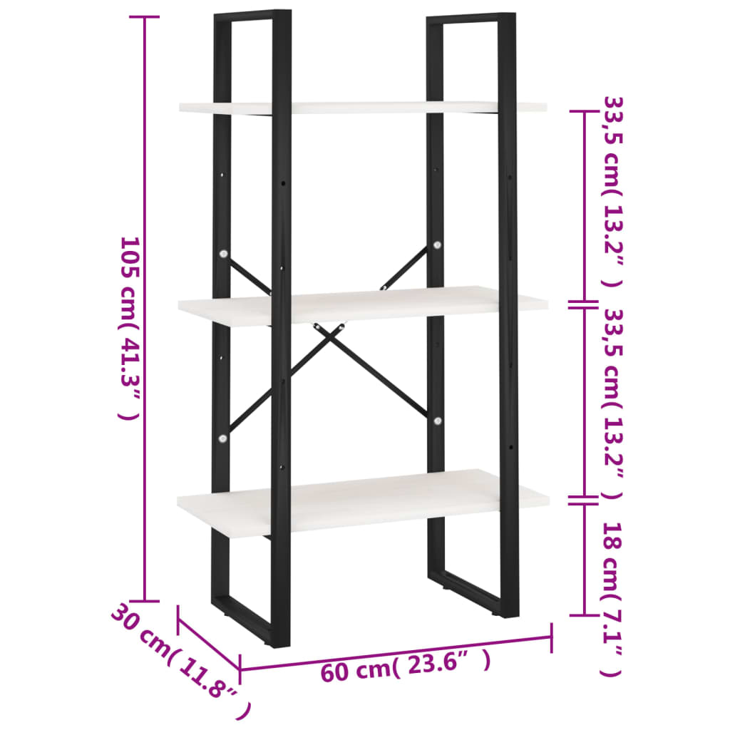 Étagère de rangement Blanc 60x30x105 cm Bois de pin massif